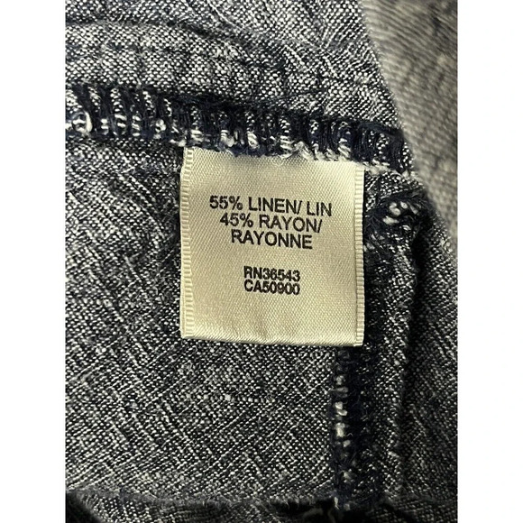 Womens VanHeusen Linen Mid Rise Skinny Crop Blue Joggers Size 10 Beach Boho - Picture 5 of 9